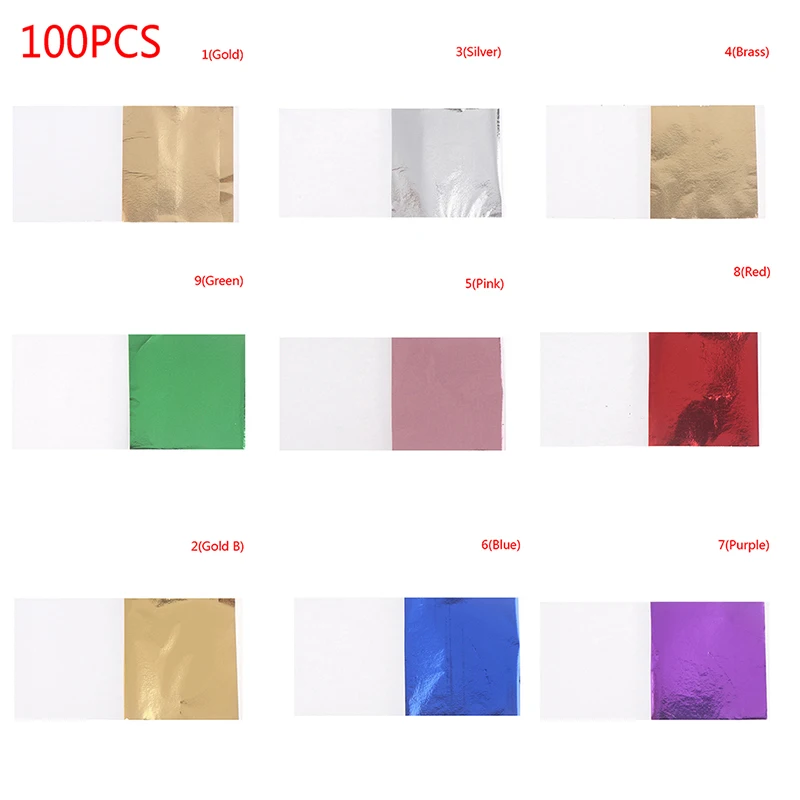 

100pcs Leaf Foil Sheet Foil Paper Decor Nail Art Sticker DIY Phone Case Sequins Stuff Craft Handmade Resin Jewelry Pendant Craft