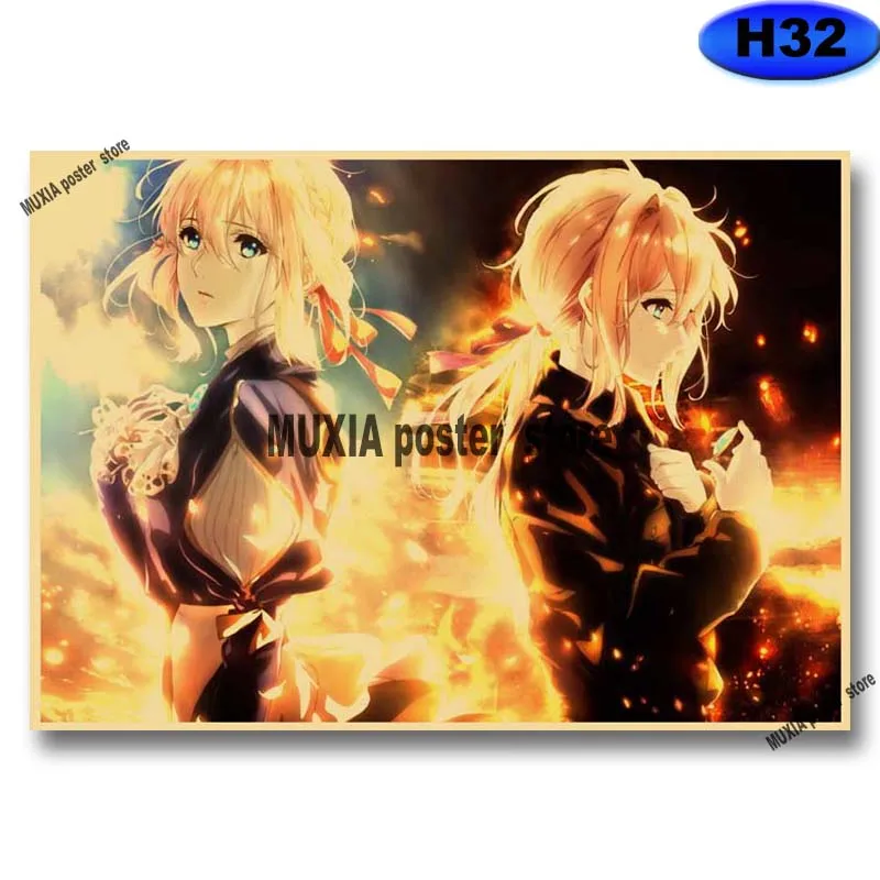 Плакат аниме фиолетовый Evergarden |