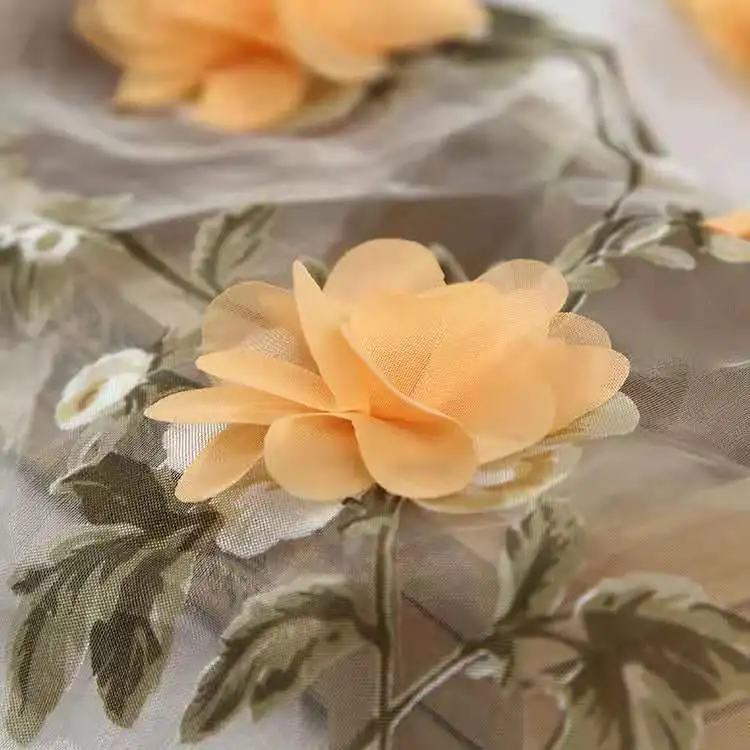 Кружевная ткань с цветочным принтом DIY Материал 3D Цветочный дизайн свадебное