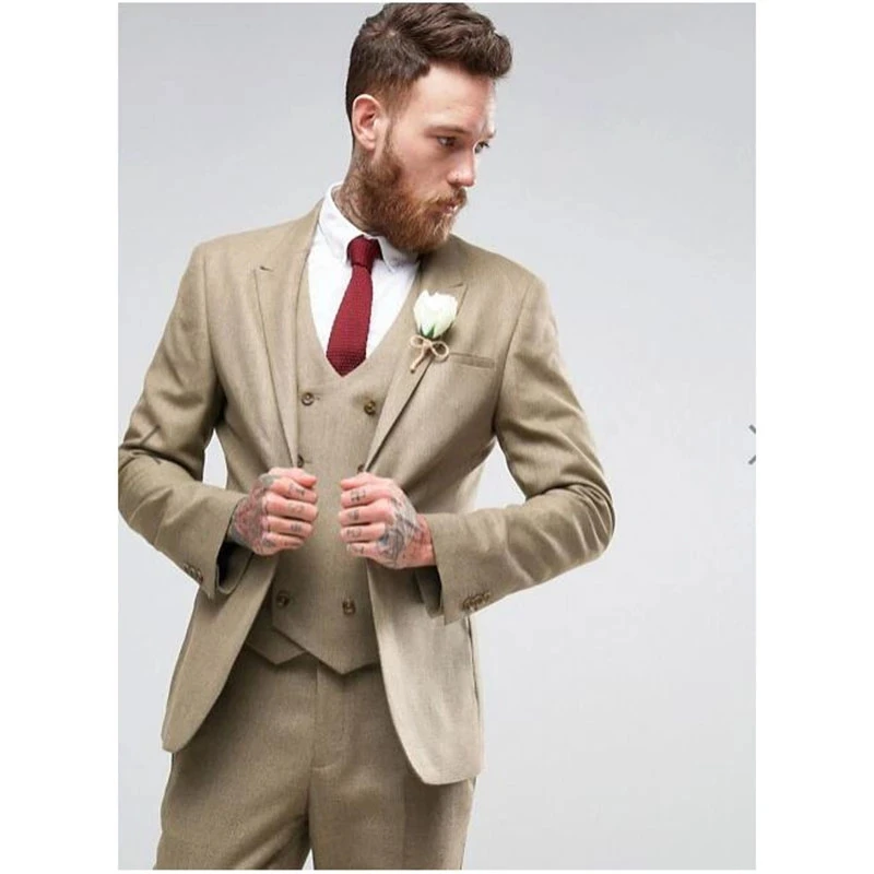 

Slim Fit Men Suit Can Be Custom Made Gentle-Mens Wedding Suits Groom Tuxedo 3 Piece (Jacket+Pants+Vest)Latest Coat Design Set