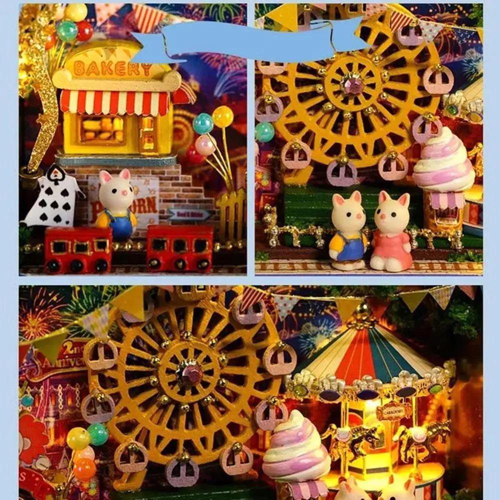 

Box Theatre Dollhouse DIY Miniature Dollhouse Kit with For Children LED Rabbit Birthday Toys Furniture Light Wooden Gift Ho B7M2
