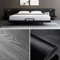 black wood grain self adhesive wallpaper film vinyl waterproof wall stickers kitchen wardrobe cabinet furniture renovation