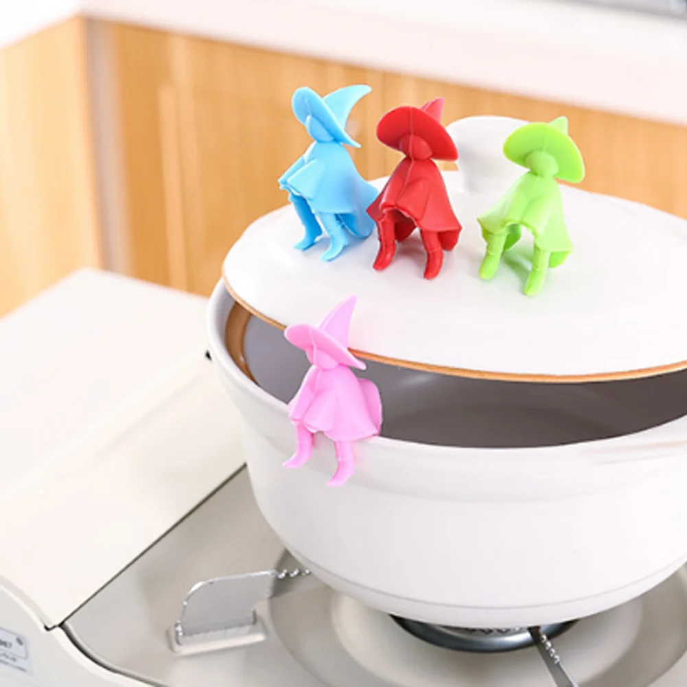 

4PCS Cute Spill-Proof Lid Lifter Kitchen Tools Lid Stand Heat Resistant Holder Spill Stopper For Soup Pot Holder Kitchen Gadgets