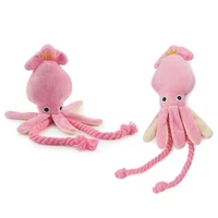 squid shape plush dog chew toys cute octopus puppy small medium dogs squeaky bite resistant toy pets accessories