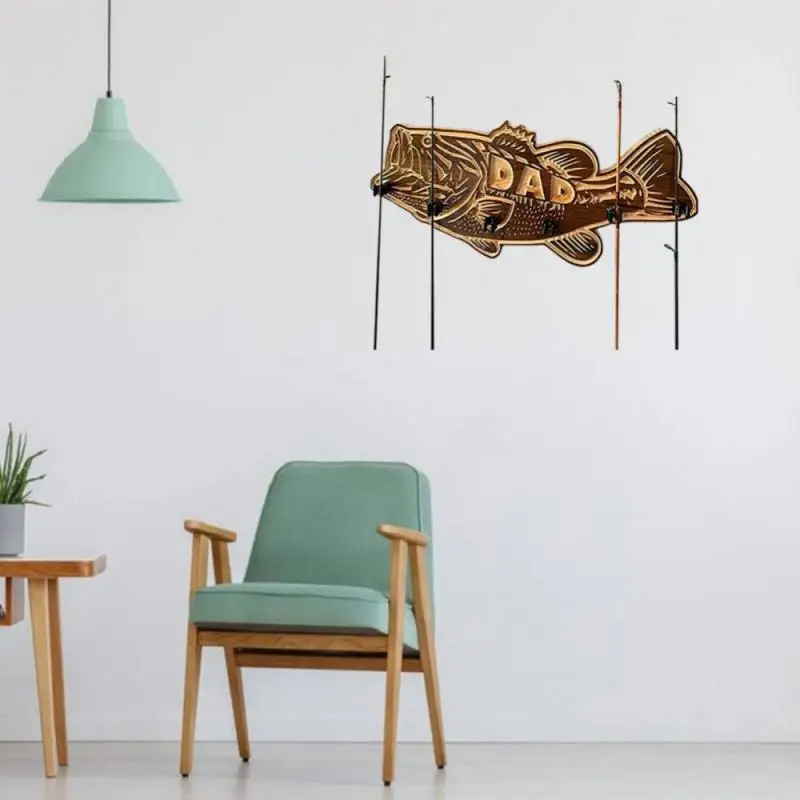 

Fishing Rod Rack Father's Day Gift Retro Bass Storage Rack Grilled Wooden Fish Rack Wooden Largemouth Bass Storage Rack