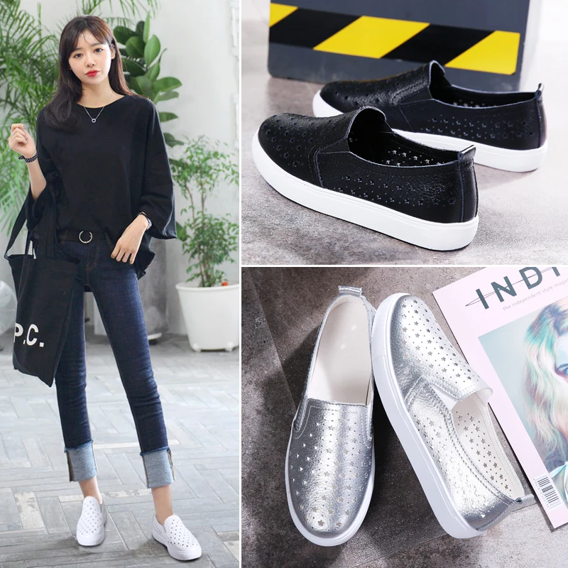 Женские мокасины на плоской подошве STQ белые туфли-оксфорды без застежки удобные