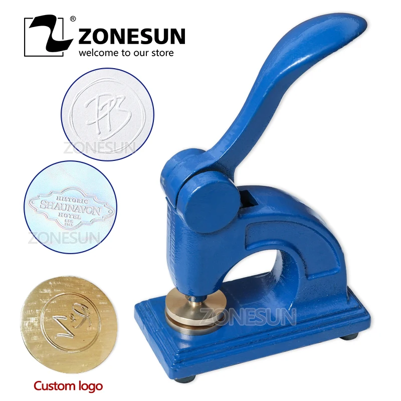 

ZONESUN HF1 Design Customize Logo Embossed Stamp Stainless Steel Seal for Office Bussiness And Unversity Document