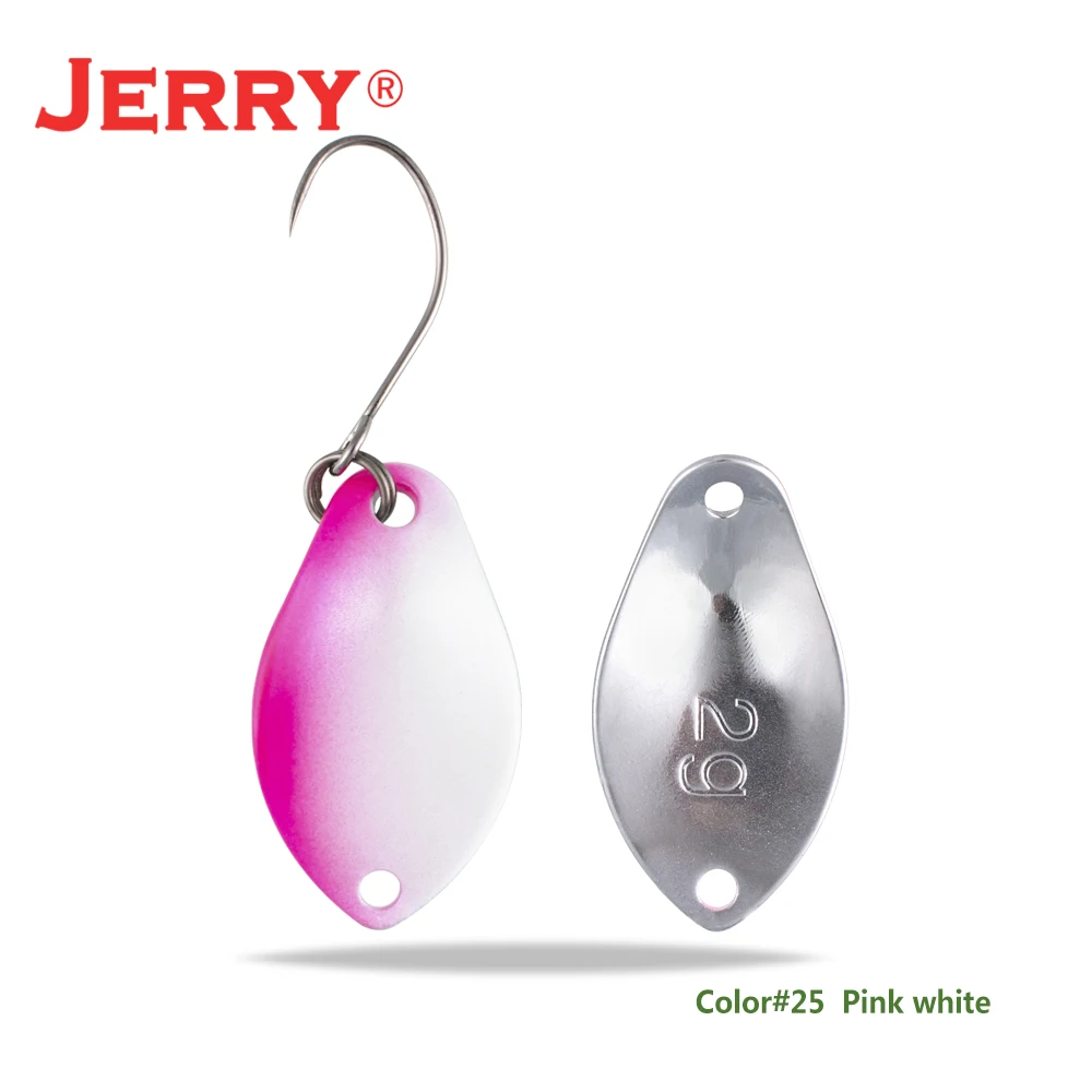 pink white Jerry 2 г 3 г микро форели ложки сверхлегкие латунные рыболовные ложки один крючок Пресноводные металлические приманки зона окуня для ловли щуки pesca - Цвет: pink white