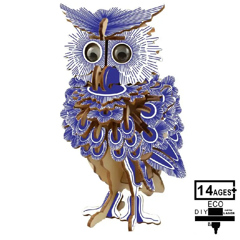 Деревянная 3D головоломка Сова Лазерная вырезка тонко сделанная развивающая