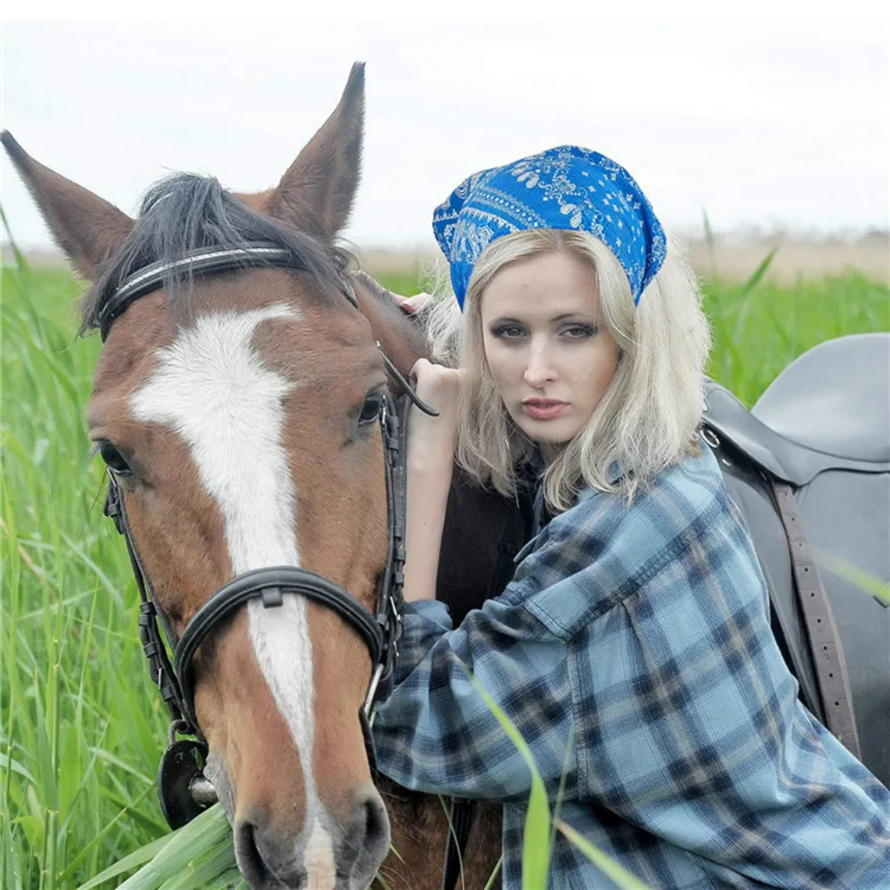 

Printting Hair Scarf Scrunchies Vintage Triangle Bandanas Hairband Headband Without Clips Elastic Hair Bands Headwrap Accesories