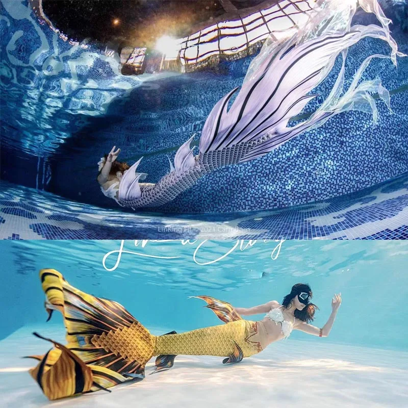 

New mermaid super long fishtail swimsuit color matching princess dress summer swimming free diving cosplay mermaid aquarium suit