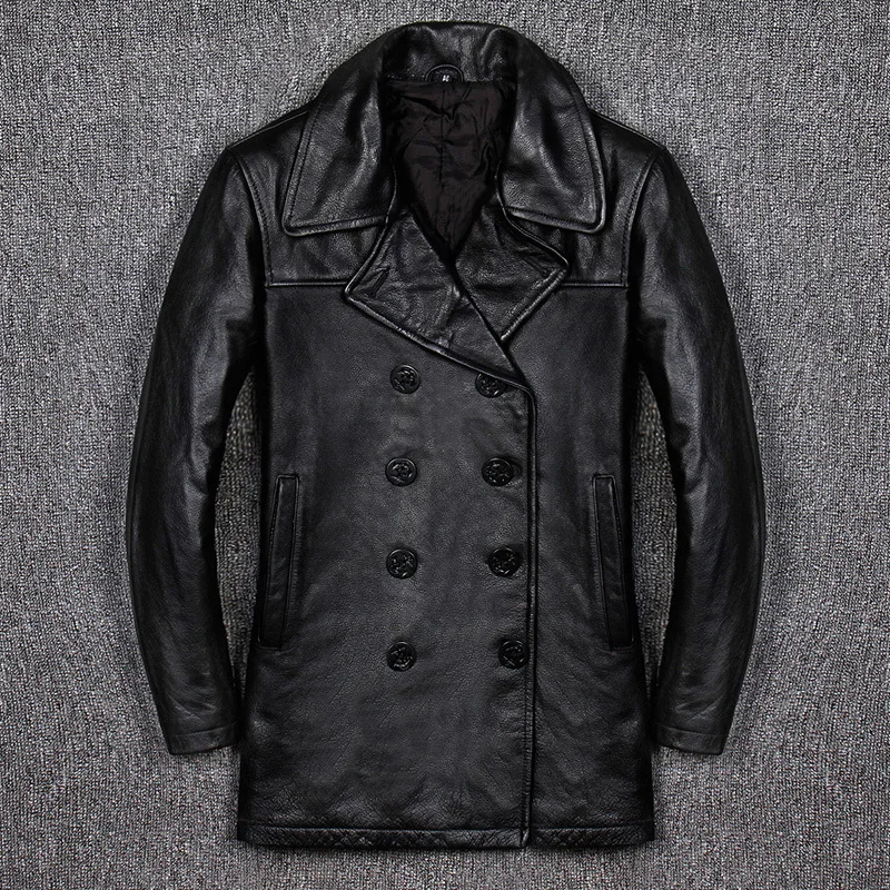 Мужская приталенная Ветровка из воловьей кожи Повседневная Длинная хлопковая