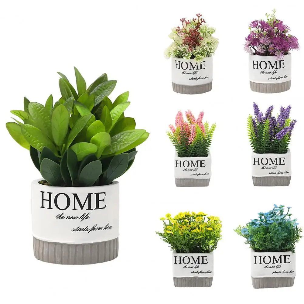 

Искусственное растение в горшке, пластиковый настольный бонсай реалистичные украшения для дома с тазиком для офиса, искусственные цветы в ...