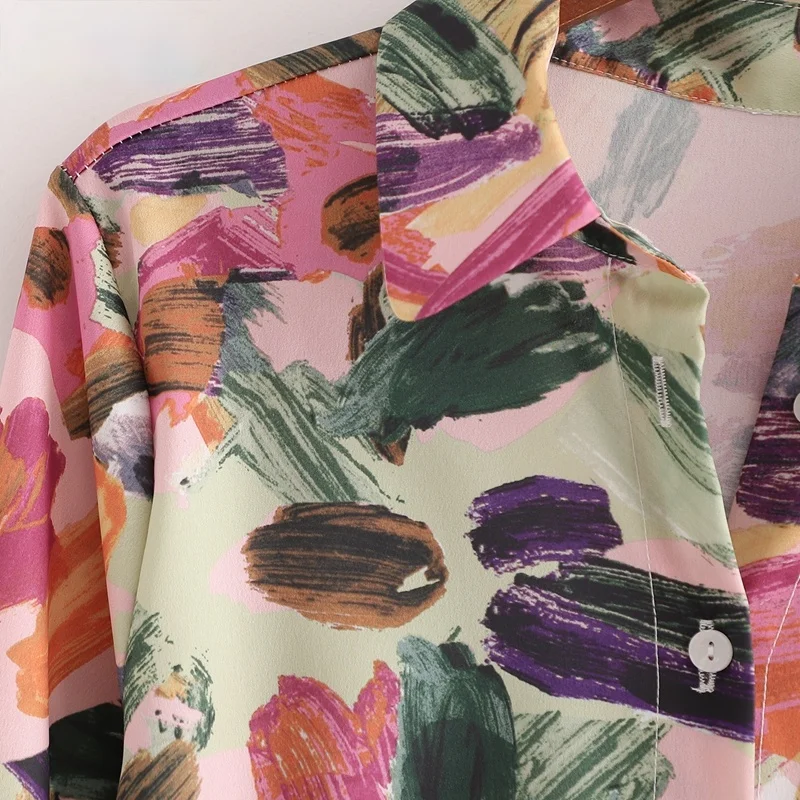 

Zoulv Spring Summer Long Sleeve Office Ladies Midi Dress with Slash 2021 Spring Fashion Vintage Women Print Shirt Dress