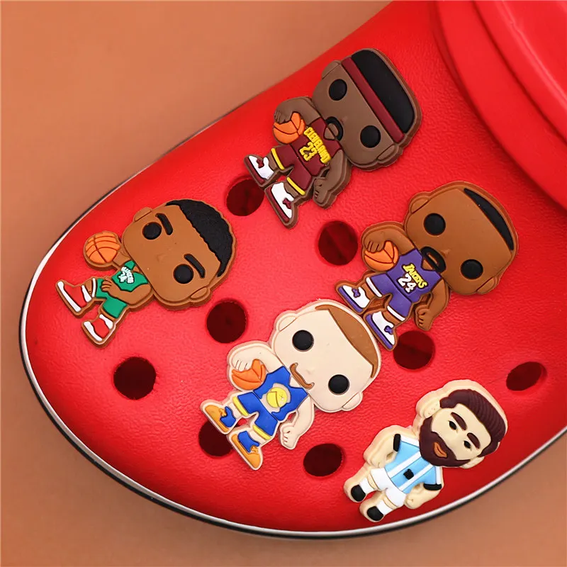 Novel Single Sale Basketball Player Shoe Charms Accessories PVC Football Player Shoe Decoration fit croc jibz Kid's X-mas Gifts