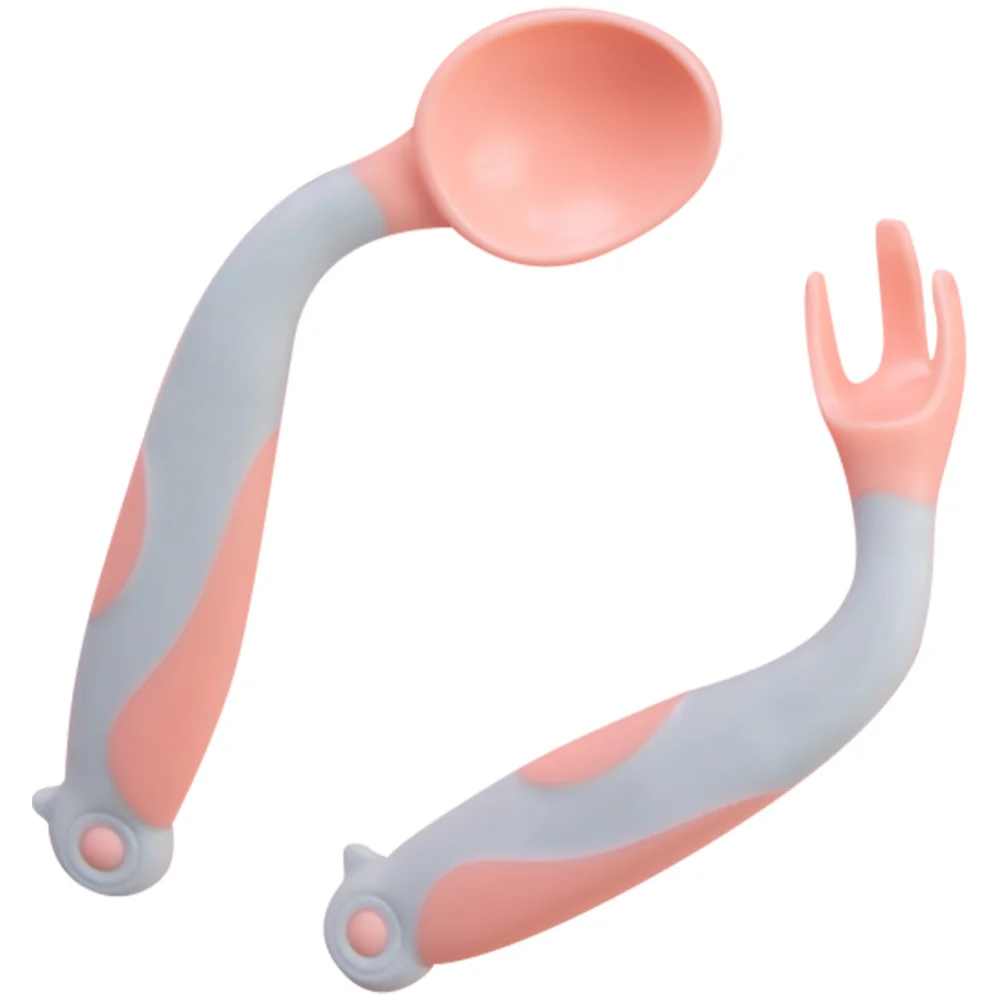 

1 Set Silicone Baby Spoon and Fork Practical Tableware Portable Baby Cutlery