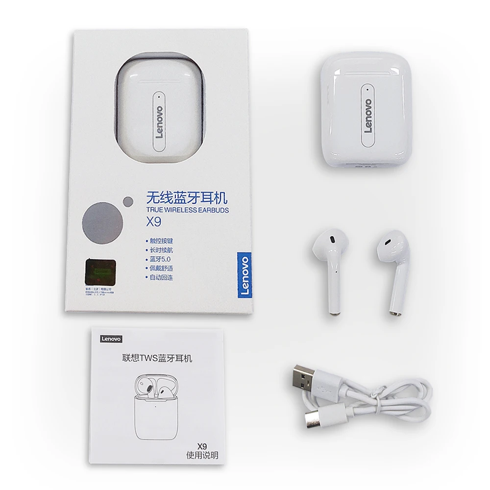 

Lenovo X9 Wireless Headphones Bluetooth V5.0 Headset Touch Control Sport TWS Earbuds Sweatproof In-ear Earphones with Microphone
