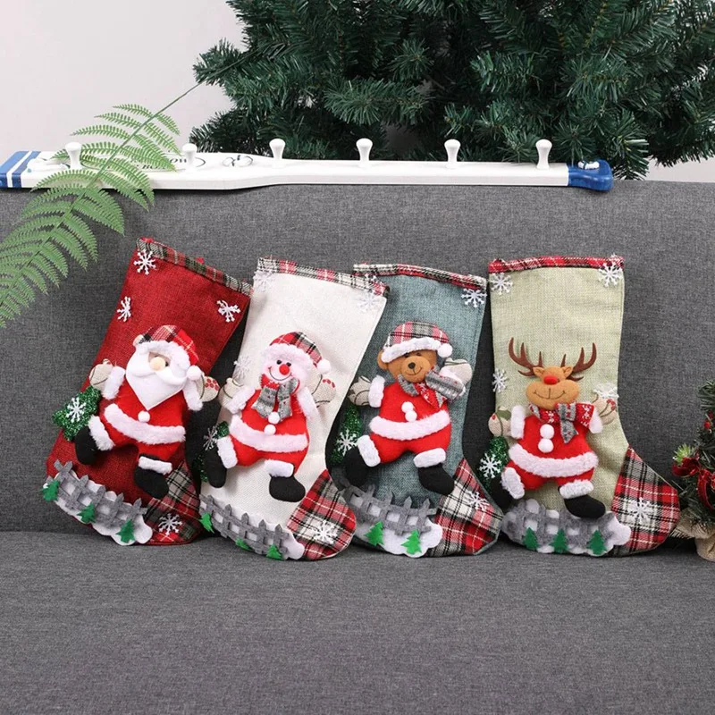 

4Pcs Christmas Stockings Cloth Small Boots Gift Bags Ornaments Party Home Decorations Christmas Children Gift Candy Bag