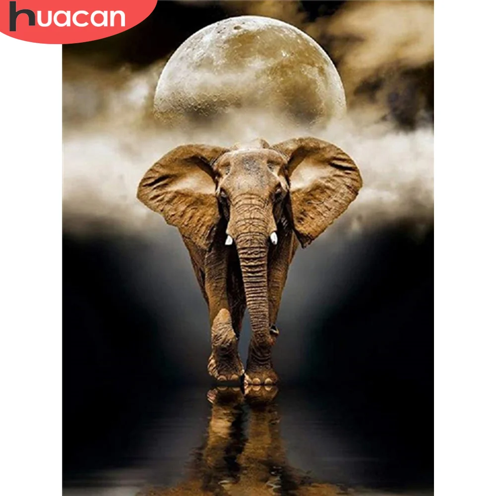 

HUACAN слон Раскраска по номерам наборы картина по номерам животное DIY рамка Современный рисунок на холсте Ручная роспись искусство подарок