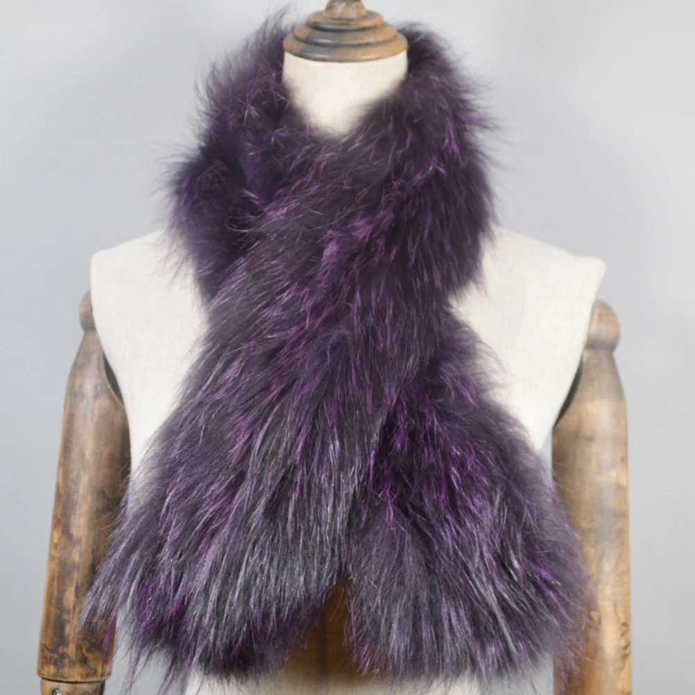 Женский шарф из натурального Лисьего меха зимний теплый мягкий вязаный ручной