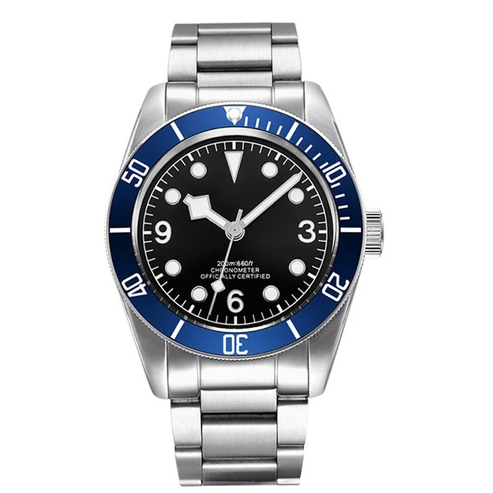 Механические наручные часы corgтеле 41 мм синяя рамка сапфировое стекло