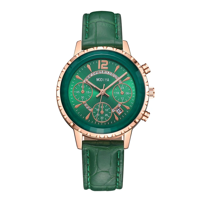 Роскошные бриллиантовые женские часы с тремя глазами Модные Кварцевые