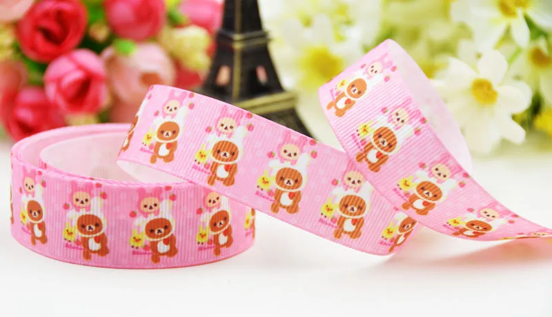 7/"(22 мм) Rilakkuma печатные корсажные ленты вечерние атласные ленты для украшения X-02087 OEM 10 ярдов