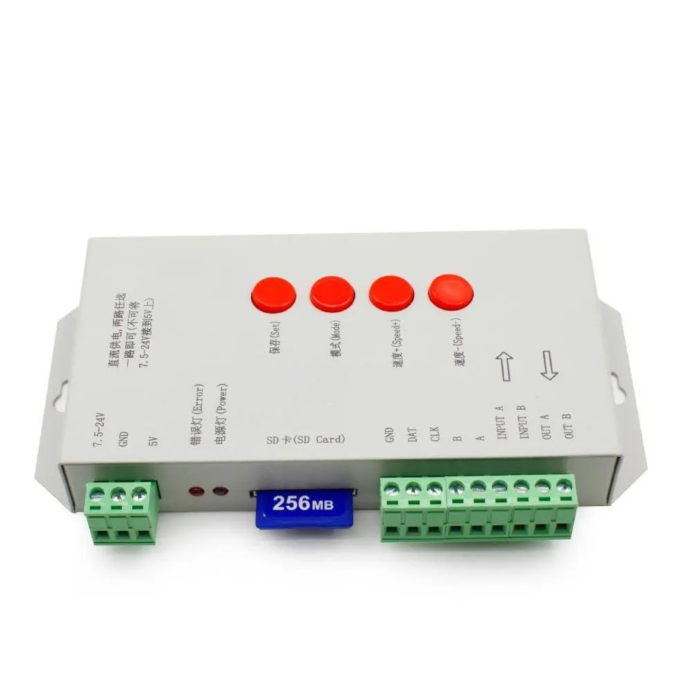 SD Card пикселей контроллер WS2801 WS2811 WS2812B LPD6803 светодиодный 2048 Пиксели DC5 ~ 24V T 1000S