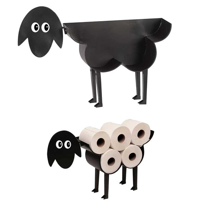 

Novelty Black Sheep Toilet Roll Holder Bathroom Ornament Free Standing Metal Paper Towel Holder