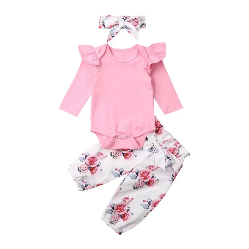 3 шт. комплект одежды для новорожденных девочек Pudcoco боди с длинным рукавом