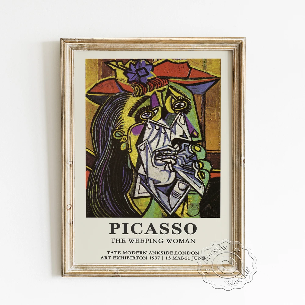 

Pablo Picasso Exhibition Museum Poster, The Weeping Woman Cubism Canvas Painting, Gallery Collection Vintage Art Wall Picture