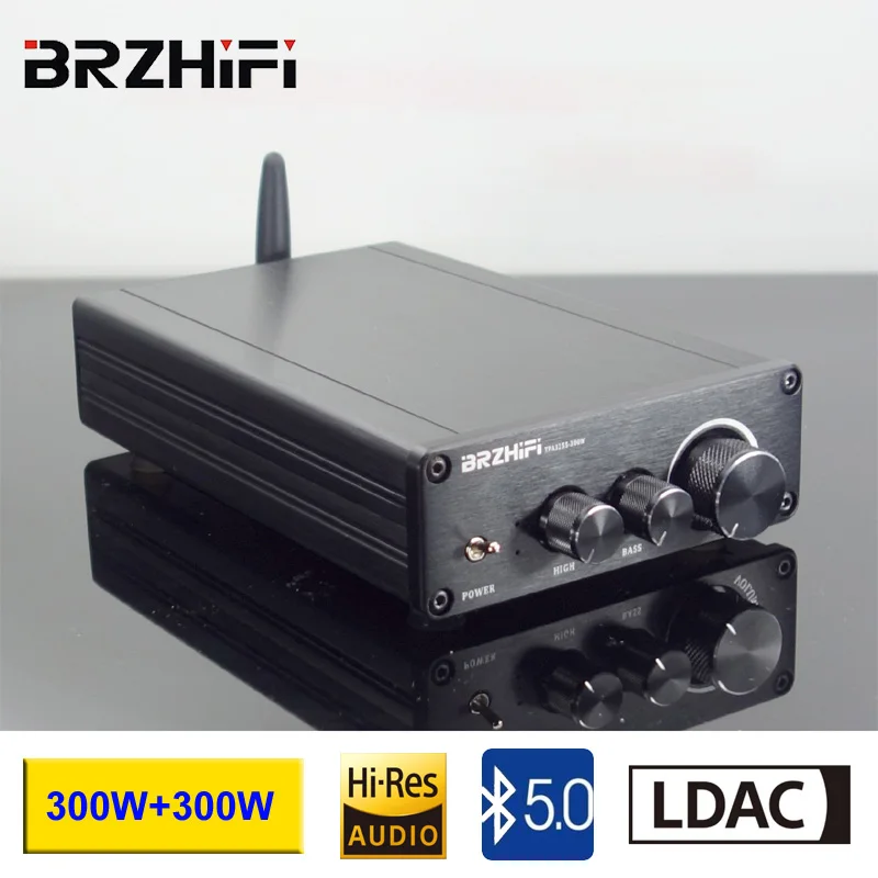 BRZHIFI HiFi TPA3255 Audiophile Bluetooth 5.0 Digital Power Amplifier 300W+300W LDAC Stereo Audio Desktop Home Amplifier