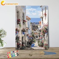 chenistory painting by number town landscape kits drawing on canvas picture by number for adults handpainted gift home decor