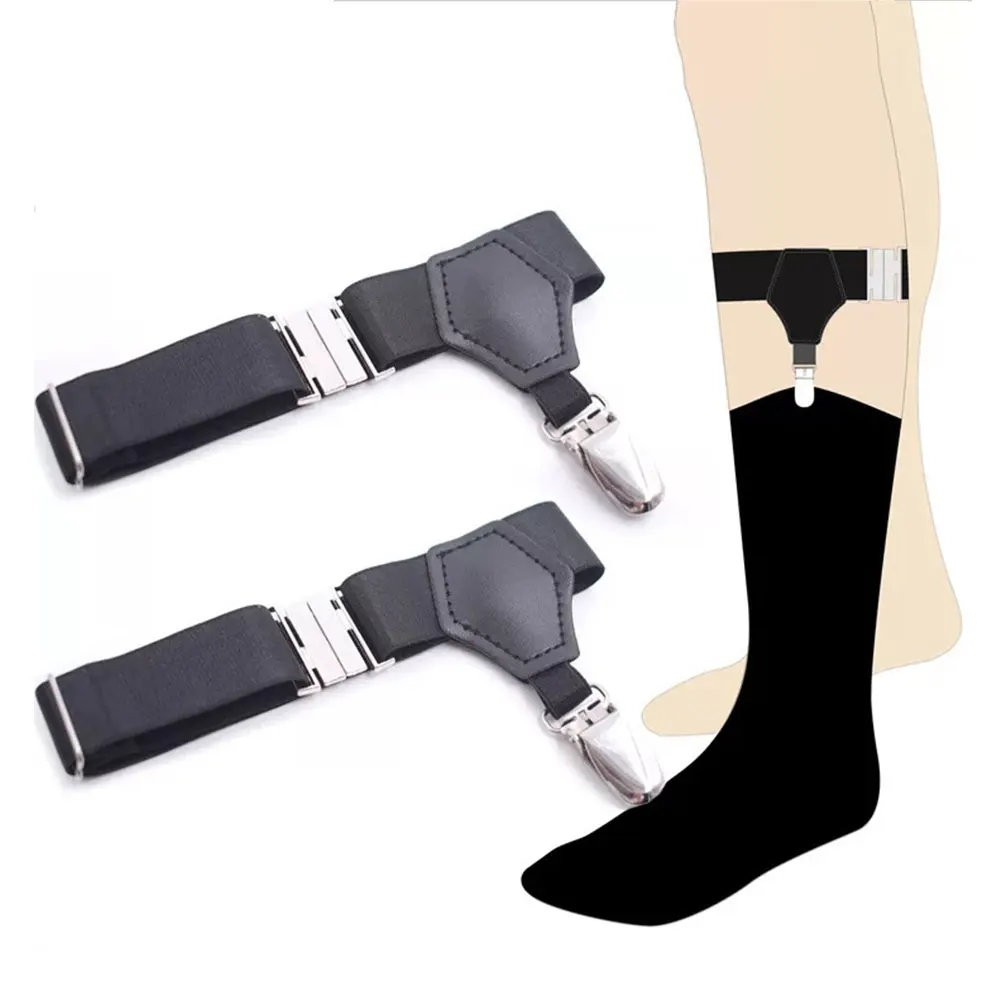 

1pair Holder Anti Rust Garters Crease Resistant Elastic Non Slip Universal Men Socks Stays Adjustable Suspender Comfortable