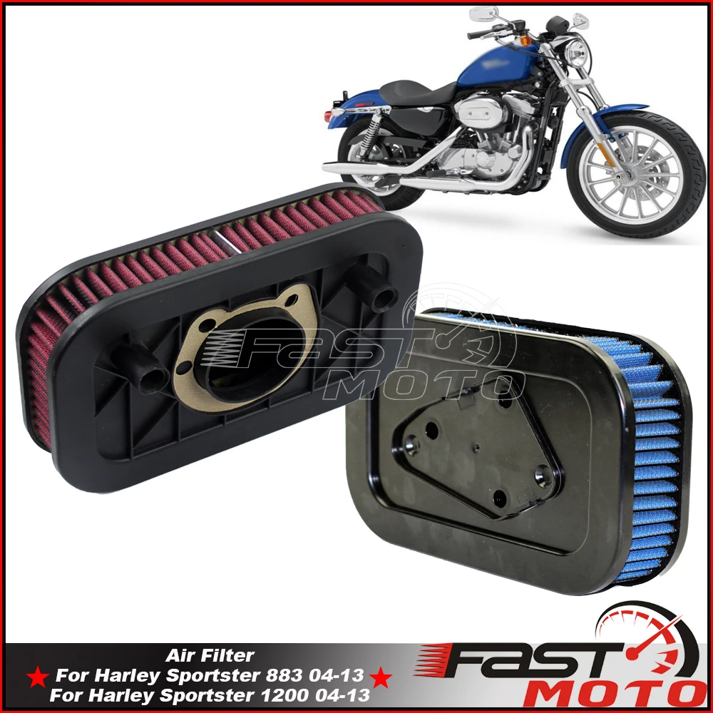 

For Harley Sportster 883 1200 2004-2013 Rectangular Airflow Filter Blue Red Air Cleaner Replacement Filter For XL883 XL1200