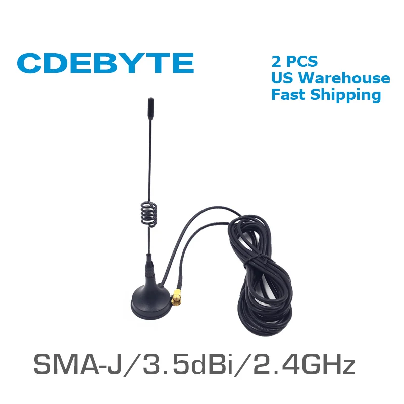 

[US Warehouse] 2 PCS 2.4GHz SMA-J Interface 50 Ohm Impedance Less Than 1.5 SWR 3.5dBi Gain Sucker Antenna TX2400-XP-150