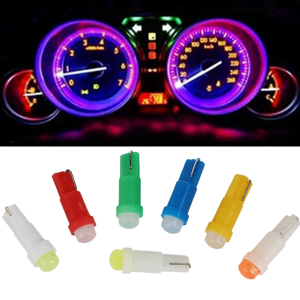 

T5 Led Bulb Dashboard Gauge Lamps 1SMD W1.2W W3W Car Led Interior Warming indicator Wedge Instrument Yellow Blue 10pcs