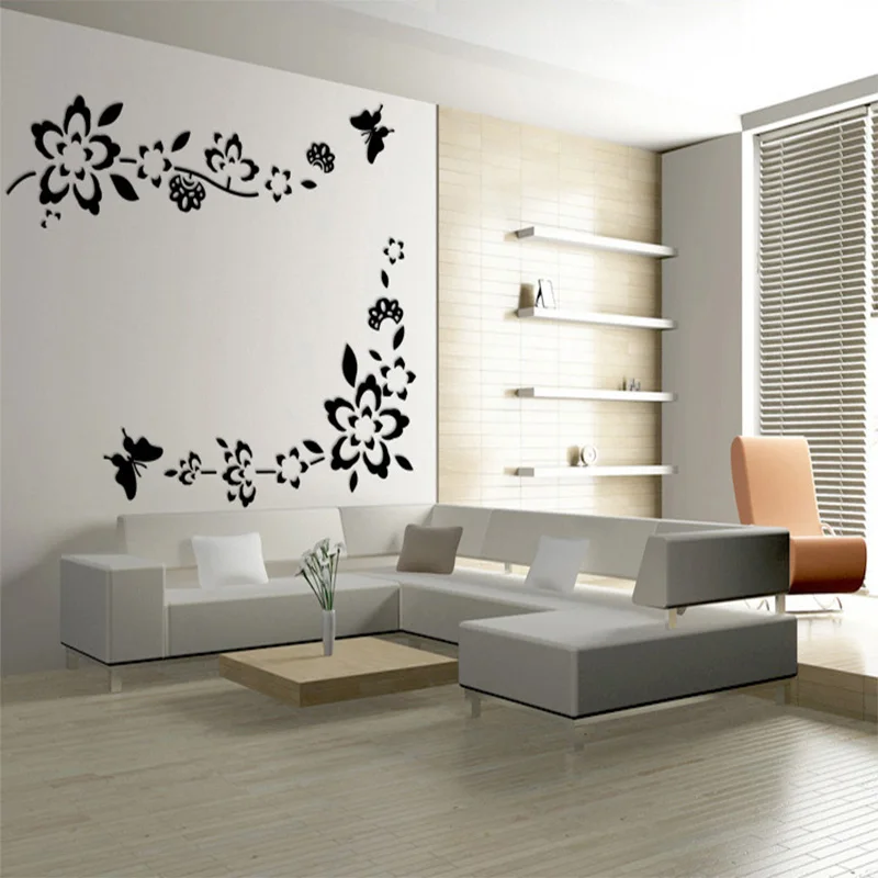 Corner stickers mirror door and window decoration wall diagonal flowers can be removed | Дом и сад