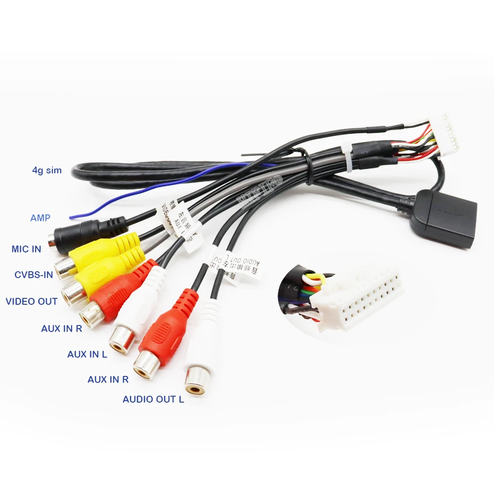 2 Din кабель RCA выходной внешний микрофон адаптер Универсальный для din