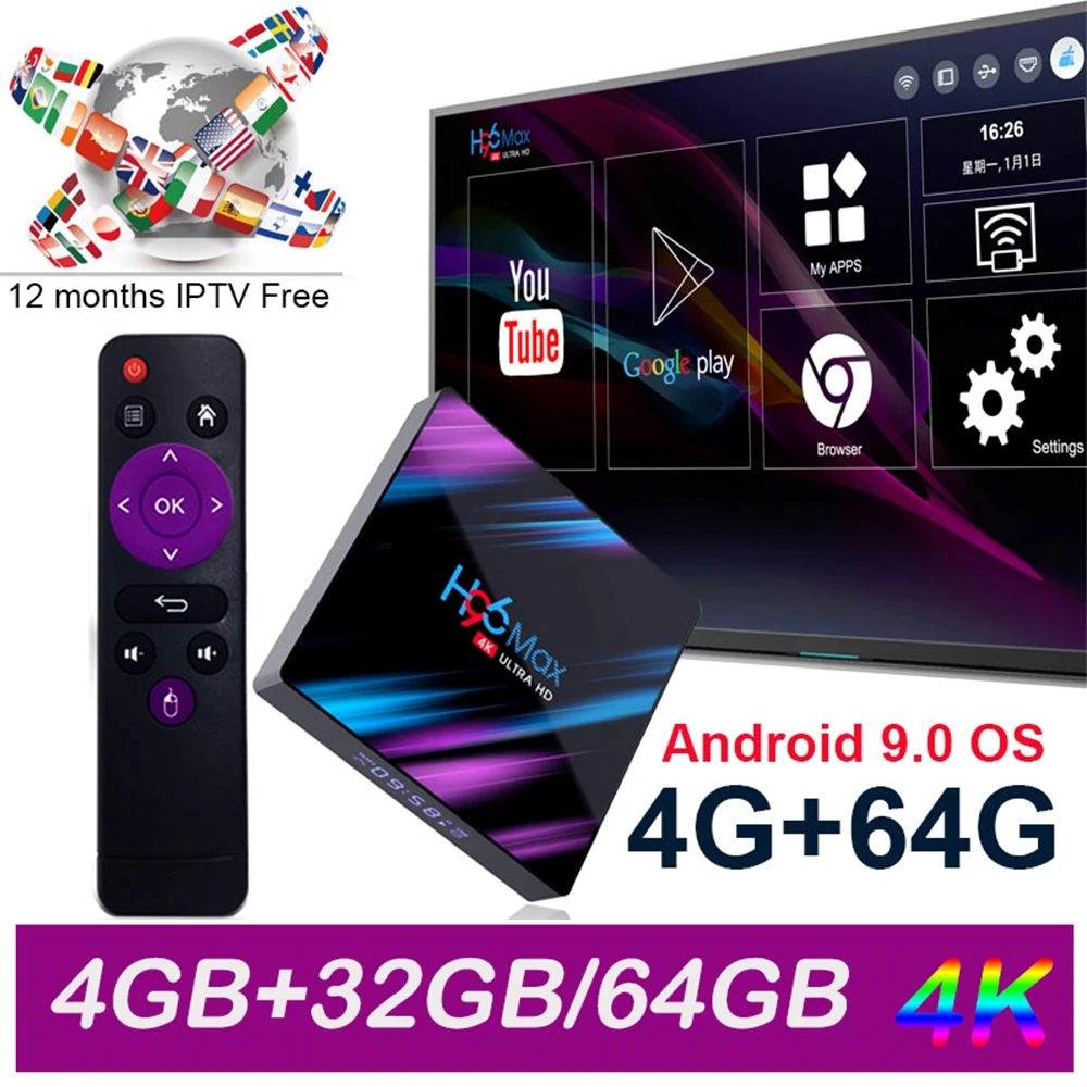H96 max мини Smart TV Box h96 4G DDR3 USB 3 0 Android 9 OS 4K 4096x2160 Penta-Core Mali-450 RK3318 GPU 2 4G/5G - купить по
