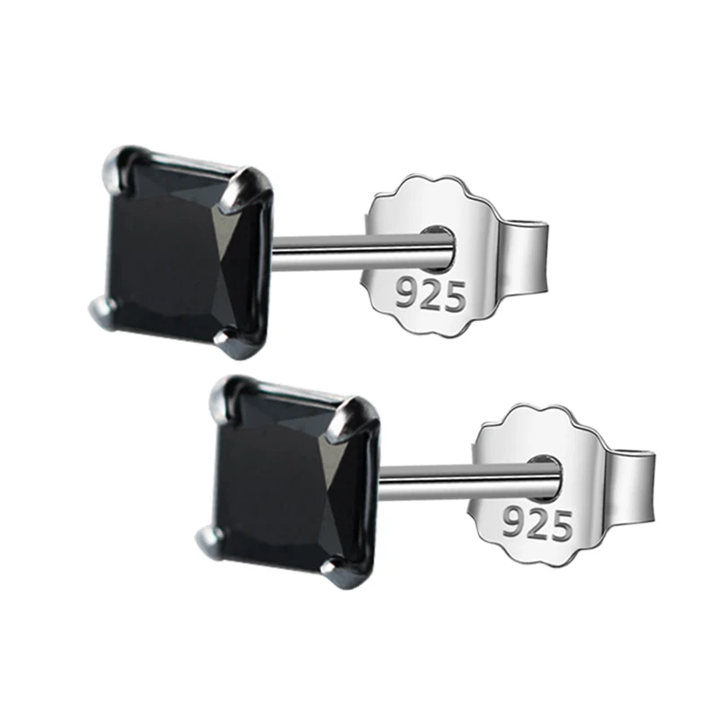 Trusta 925 пробы серебряные ювелирные изделия модные милые миниатюрные 4 мм X 4 мм черные квадратные серьги-гвоздики подарок для девочек детей леди женщин DS31