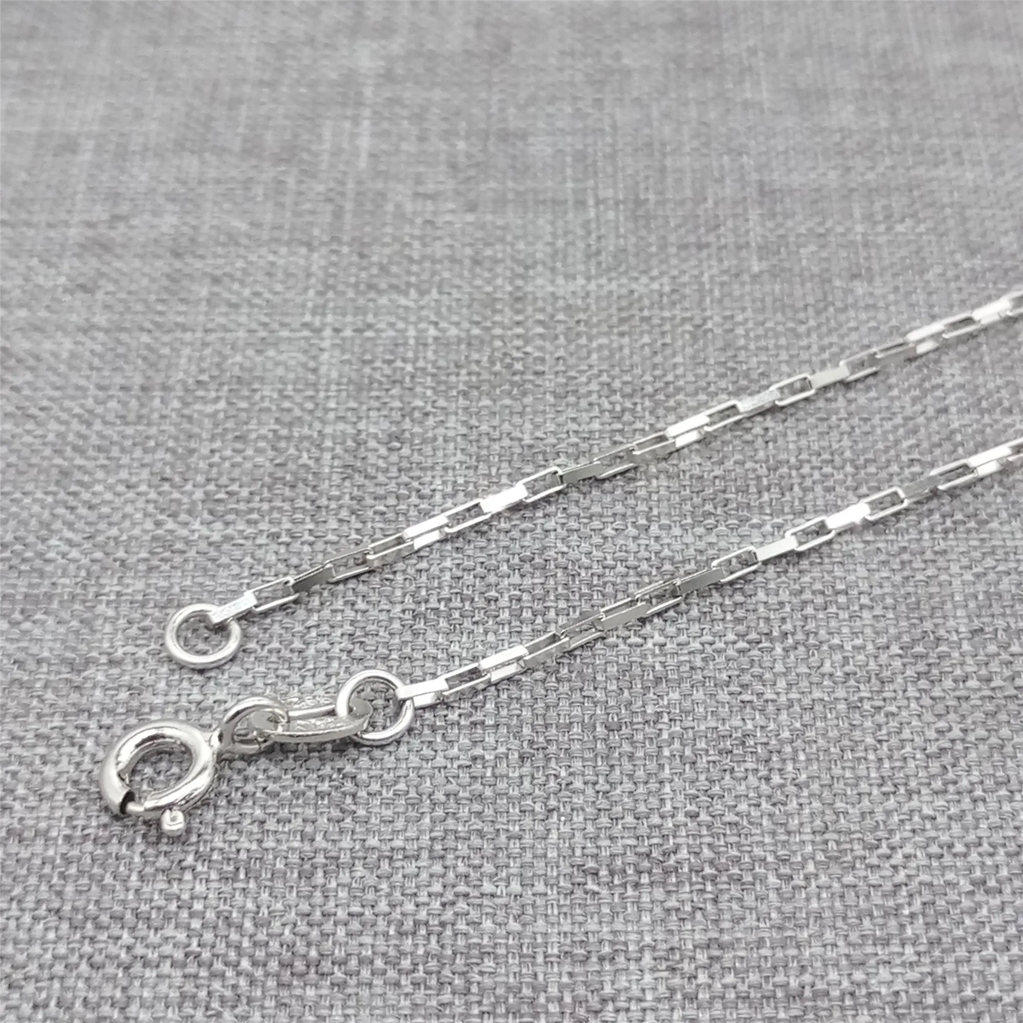 

Sterling Silver Rectangle Cable Chain Necklace w/ Rhodium Plated 0.5mm 16" 18"