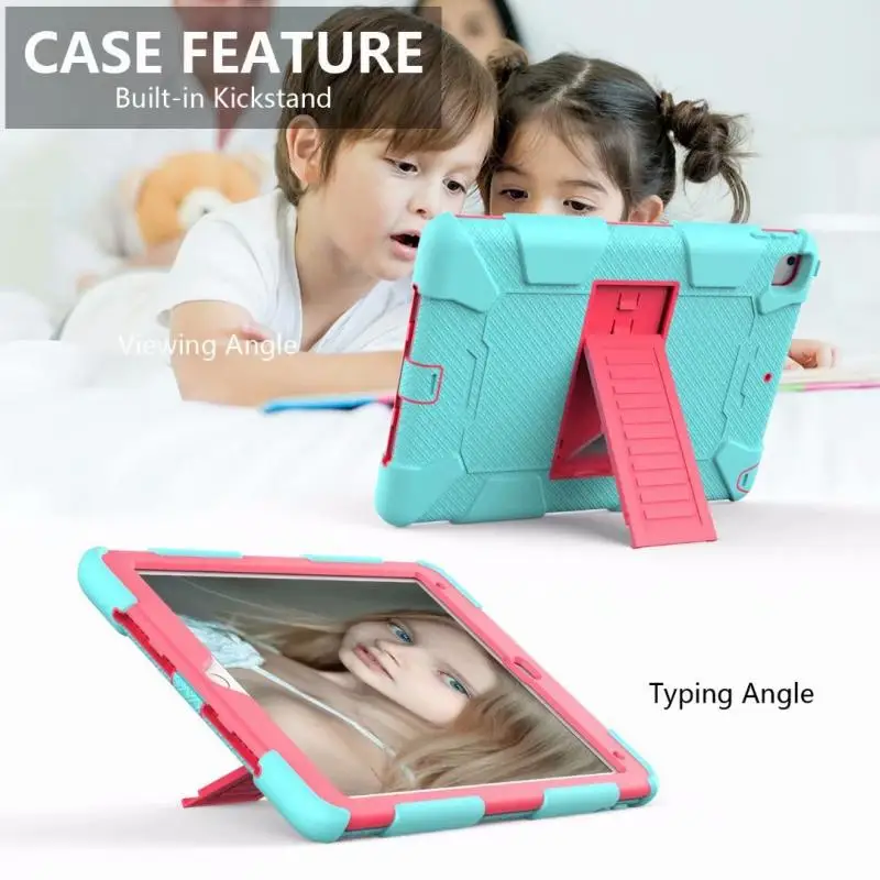 

Three-layer Flat Cover For IPad 6th Gen Air 2 Pro 9.7 Shockproof Heavy Duty Hard Case Stand Cover Shock Absorption Silicone