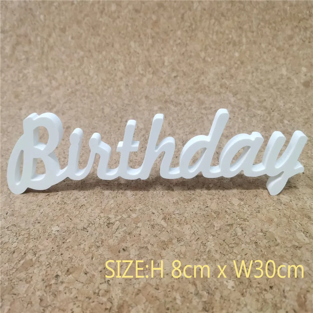 Custom Happy Birthday Hight 30cm wooden Wood White Letters for Baby Shower Large Party Supplies Decorations | Дом и сад