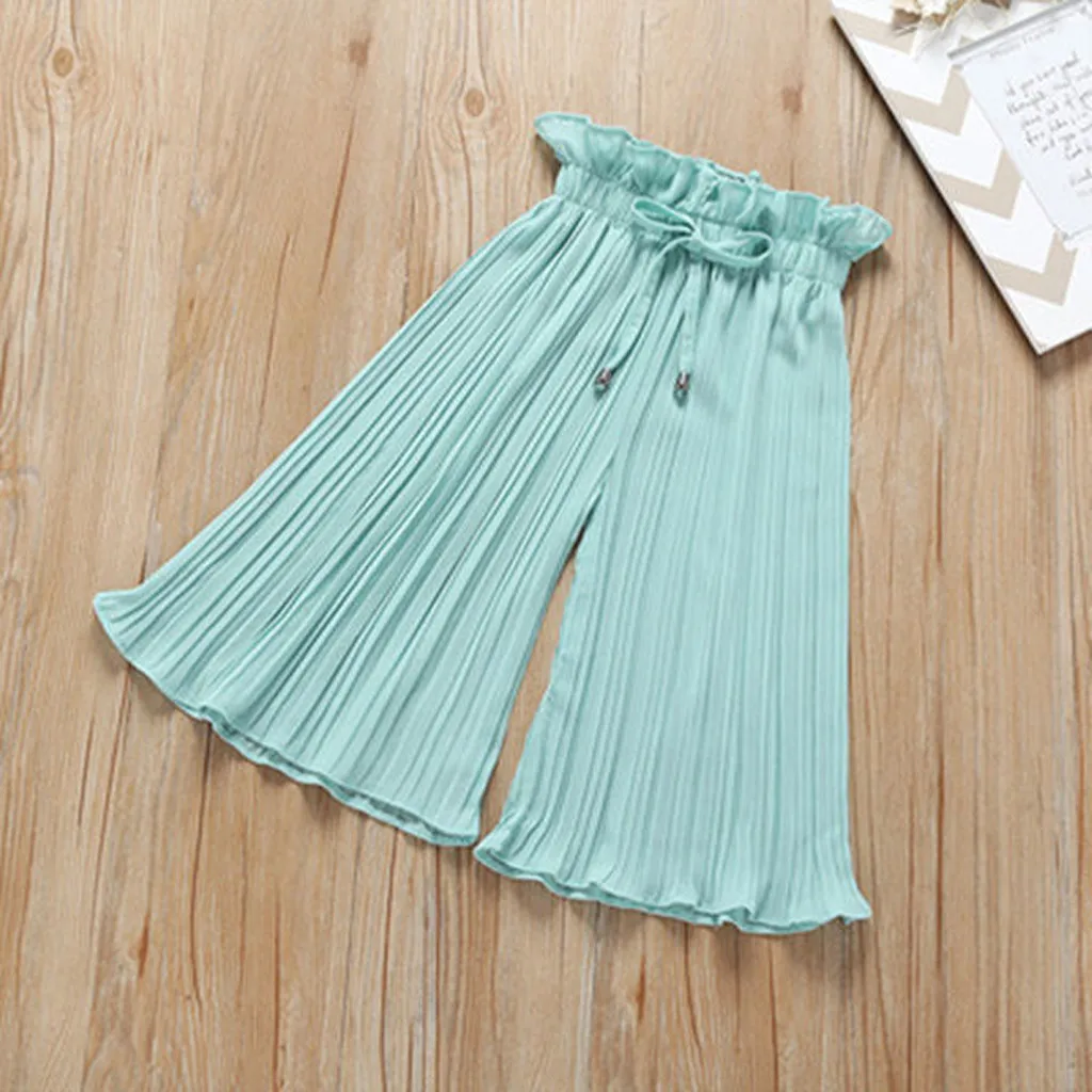 Летние комплекты одежды для девочек 2020 Детская футболка + широкие брюки костюмы