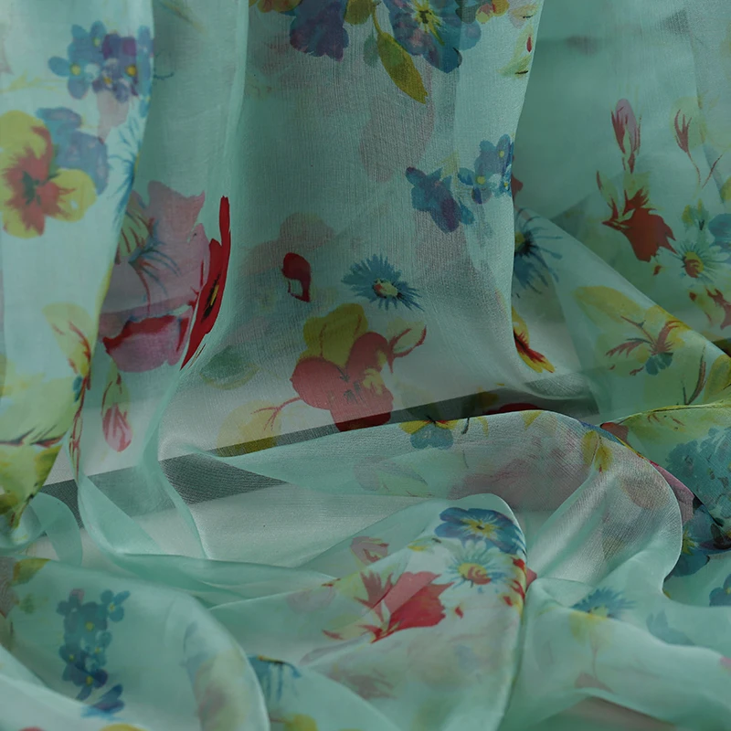 135 см в ширину 6 мм 100% шелк шифон цветы цифровая печать ткань для лета длинное и