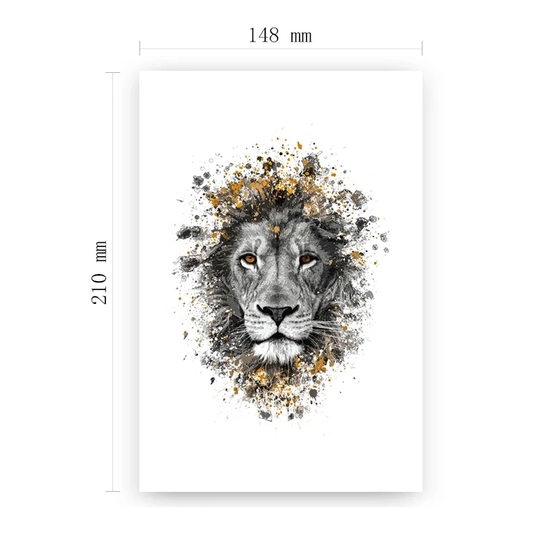 

Fashion Temporary Tattoo Sticker Lion Fox Tiger Animal Tattoos Waterproof Watercolor Design Tatoos Arm Body Art Cool Fake Tattos
