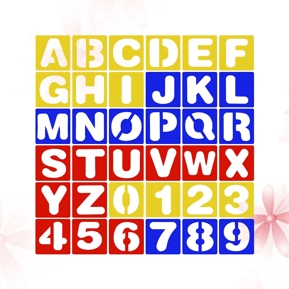 

1 Set Children's Digital Alphabet Painting Templates 26 Letters and 10 Numbers Hollow Painting Stencils Graphics Learning Tools
