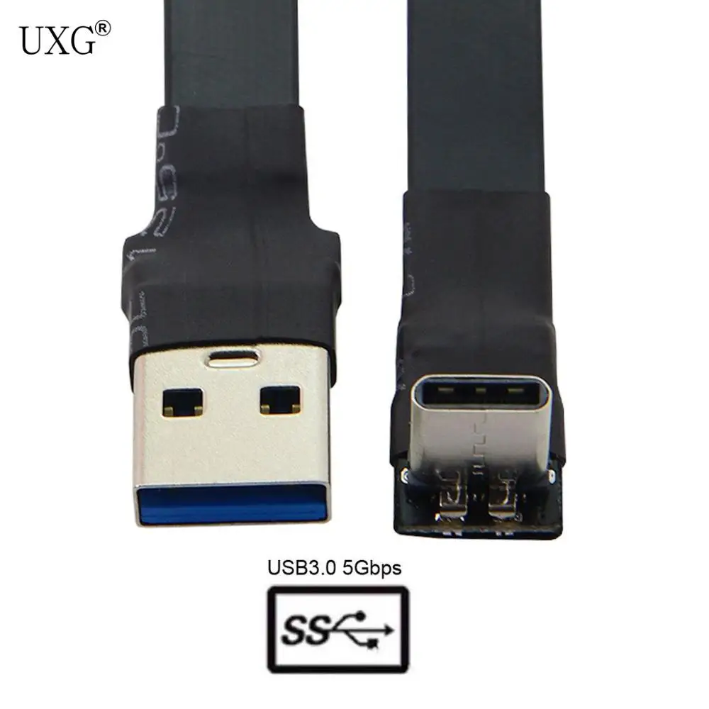 

Up Angled USB-C Type-C Male to USB3.0 Data Cable 20cm Slim Flat Soft for Tablet & Phone & Laptop