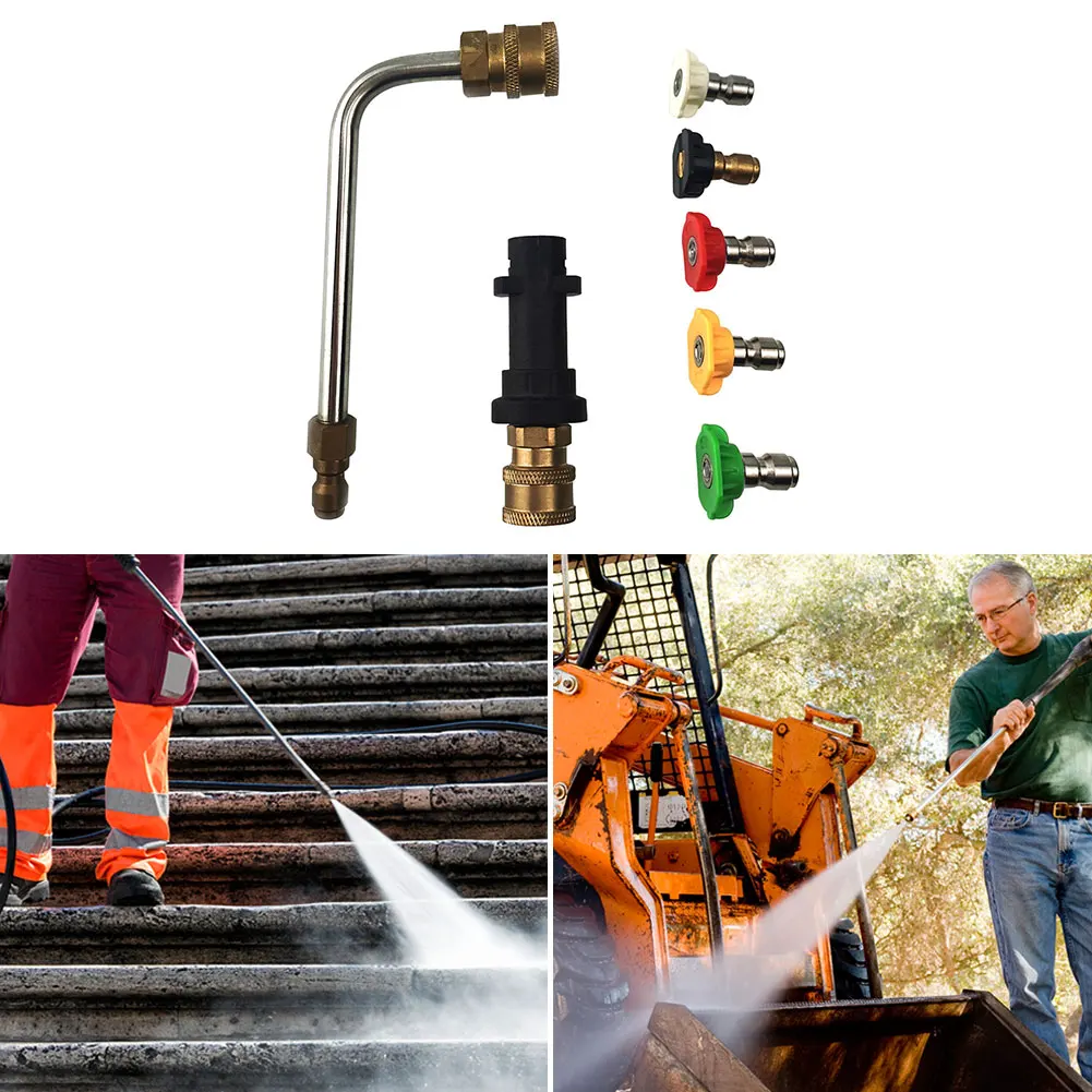 

Pressure Washer Gun Adapter + 90 Degree Extension Wand + 5 Tips for Karcher